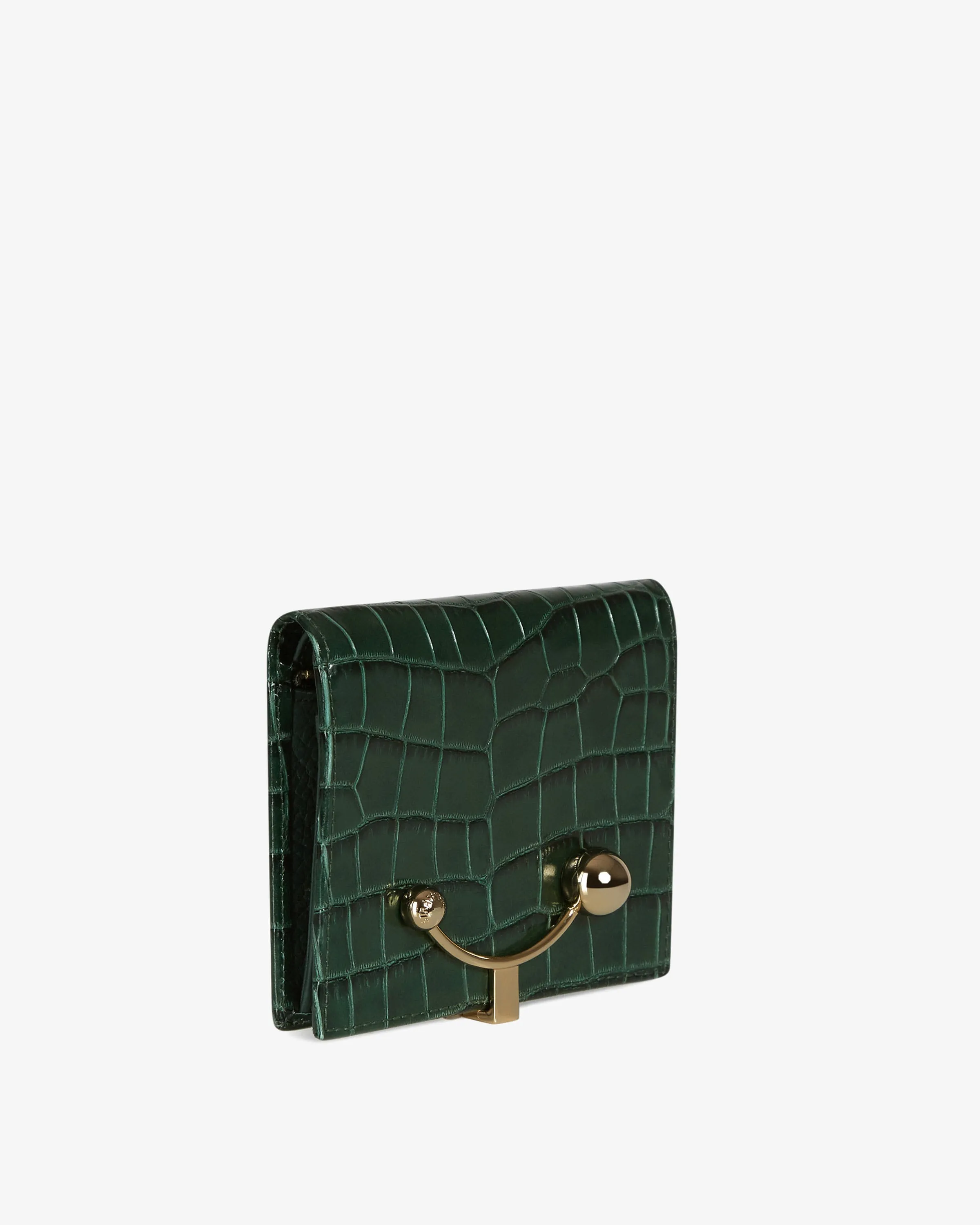 Crescent Wallet - Croc-Embossed Leather Bottle Green