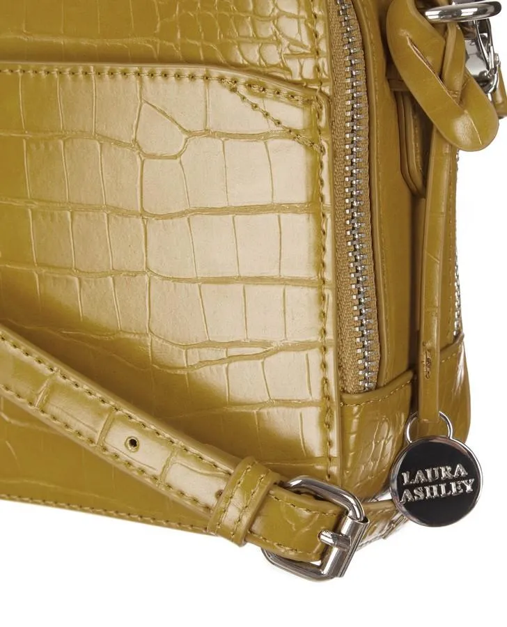 Crocodile Chartreuse Square Cross Body Bag