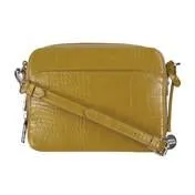 Crocodile Chartreuse Square Cross Body Bag