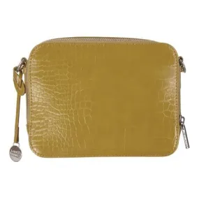 Crocodile Chartreuse Square Cross Body Bag