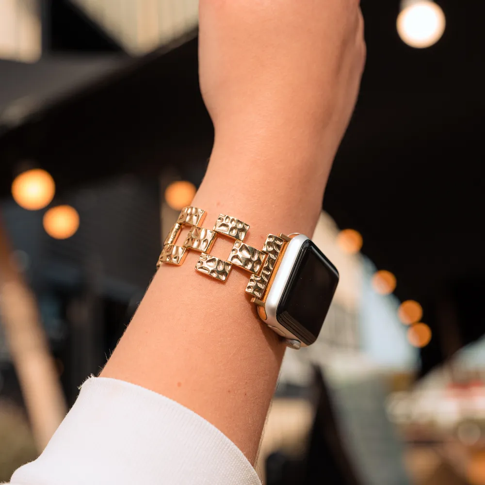 Crushed Metal Apple Watch Strap - Gold