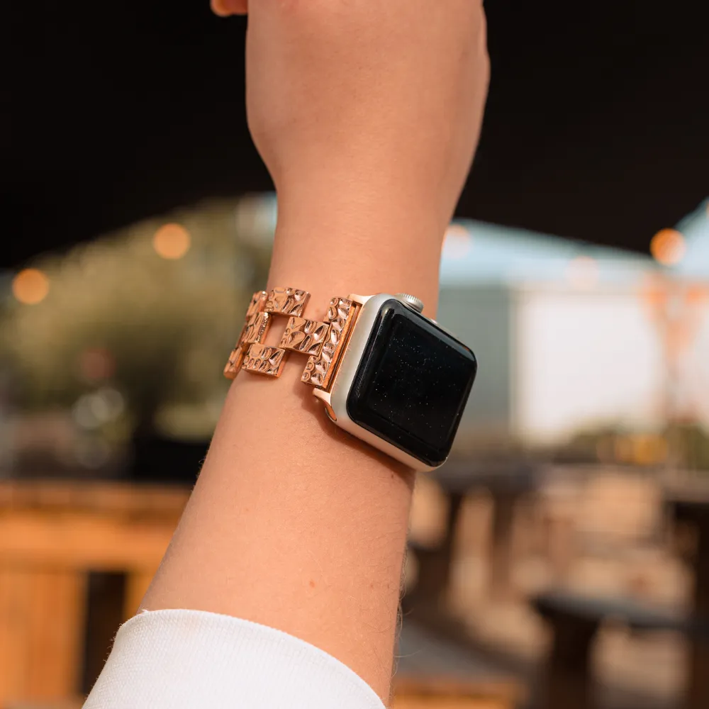 Crushed Metal Apple Watch Strap - Rose Gold