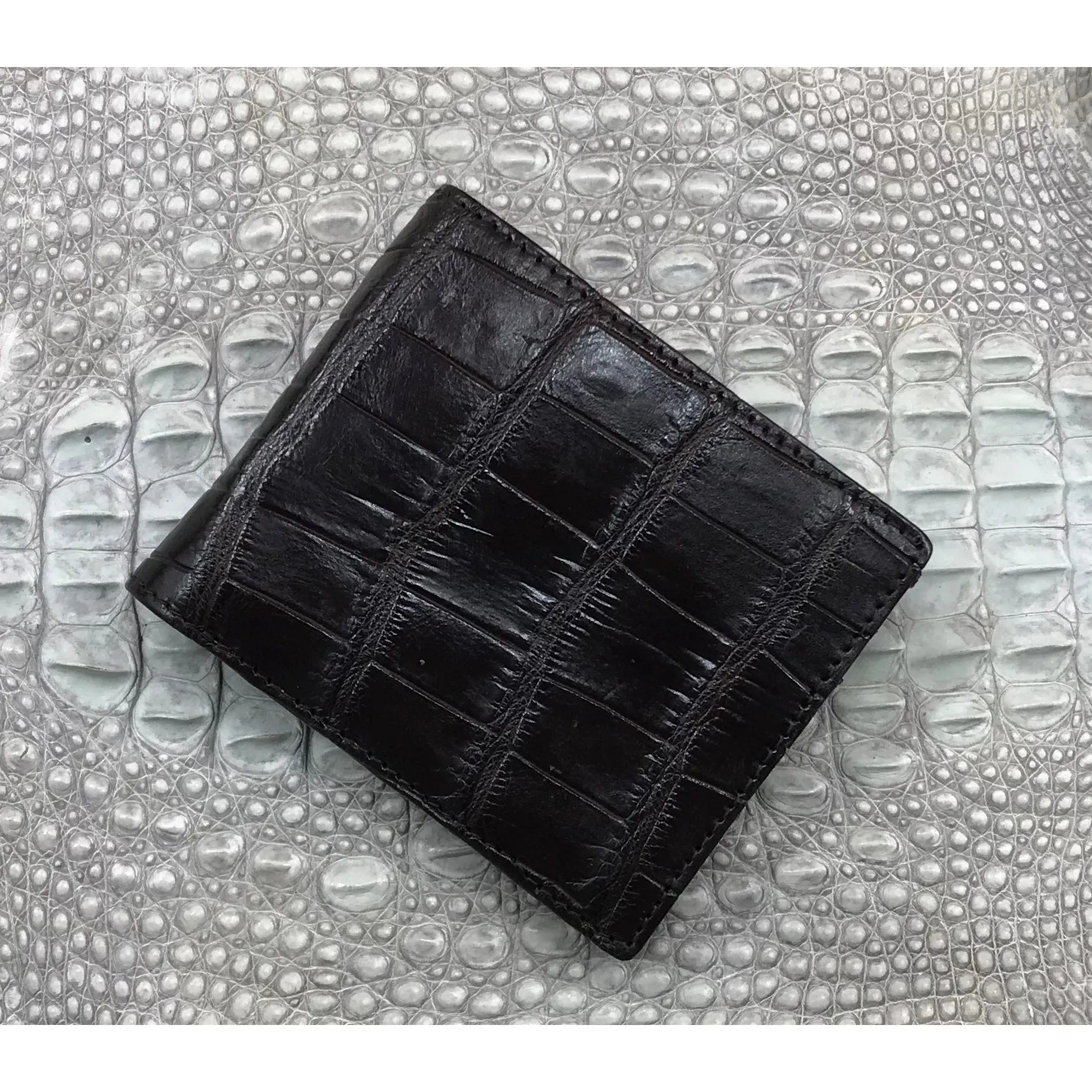 Dark Brown Alligator Skin Bifold Wallet For Men | Handmade Crocodile Leather Wallet RFID Blocking | VL5590