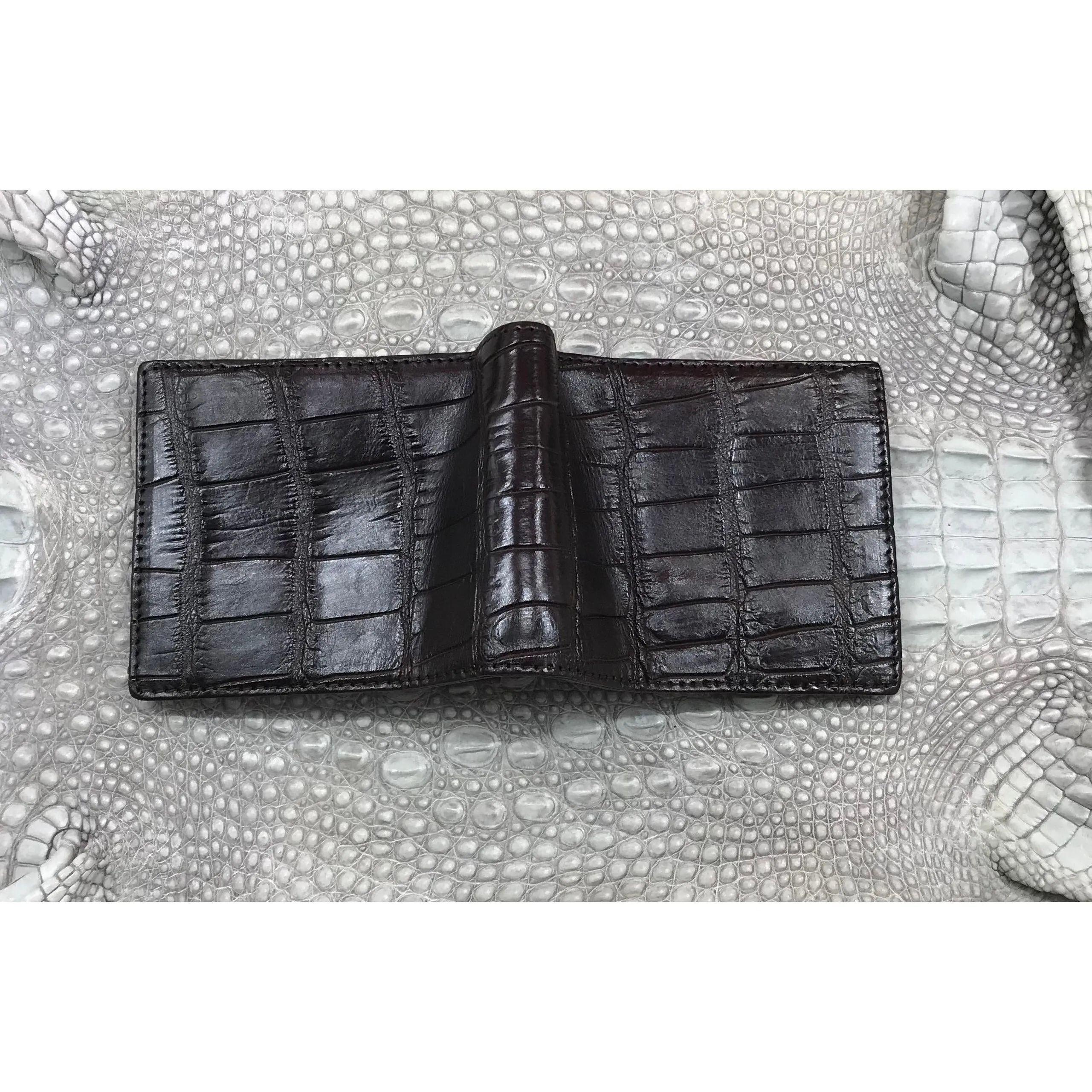 Dark Brown Alligator Skin Bifold Wallet For Men | Handmade Crocodile Leather Wallet RFID Blocking | VL5590