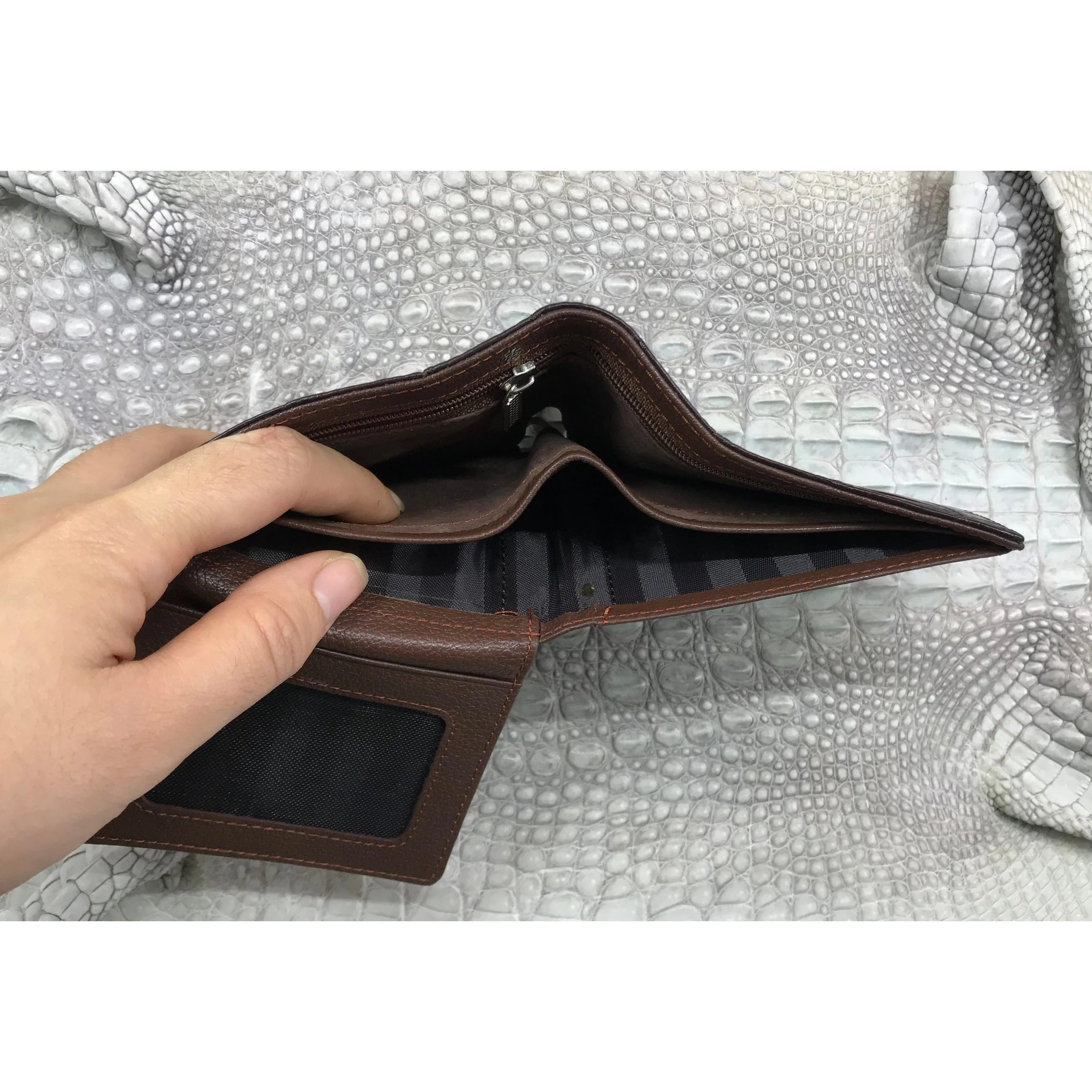 Dark Brown Alligator Skin Bifold Wallet For Men | Handmade Crocodile Leather Wallet RFID Blocking | VL5590