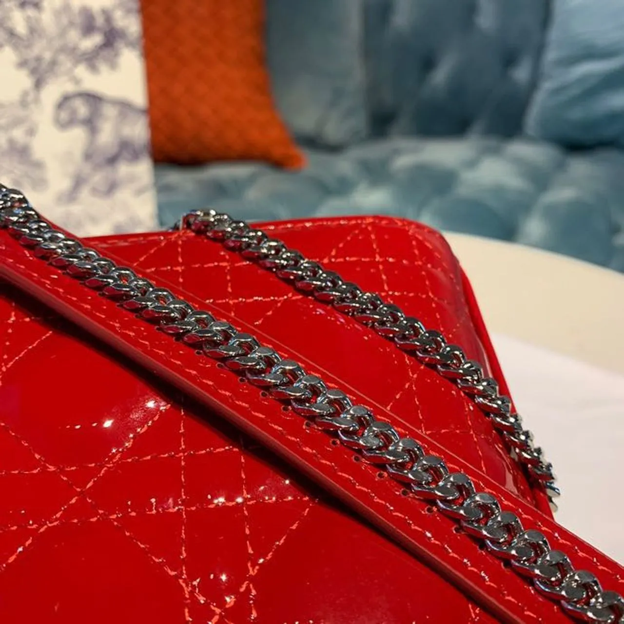 DI Mini Lady Bag with Chain Silver Hardware Spring/Summer Collection, Red, For Women Women’s Handbags, 18cm CD M0505OCAL_M52R