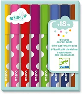 Djeco 8 Felt Tip Markers for Little Hands