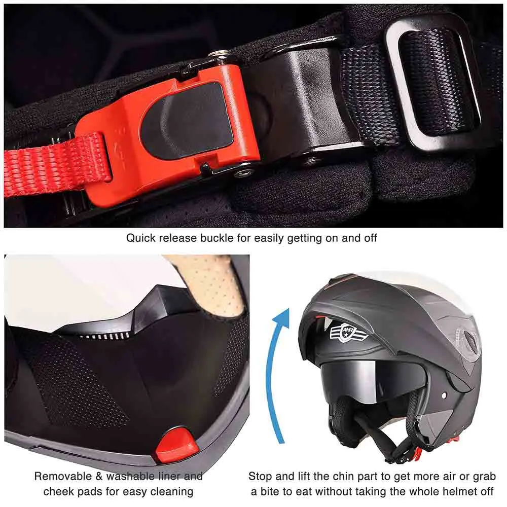 DOT Full Face Bluetooth Motorcycle Helmet Headset