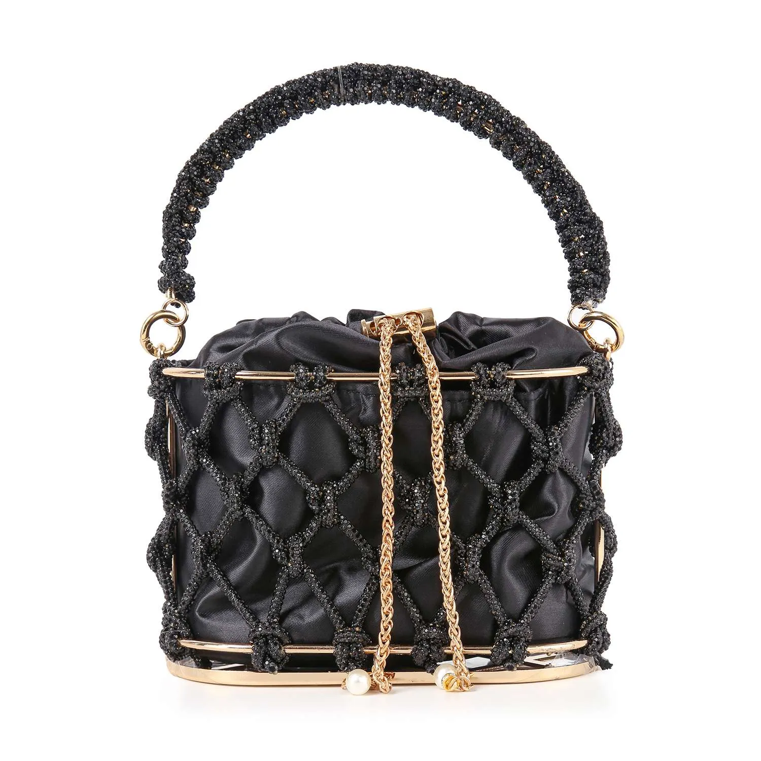 Drawstring Metal Frame Evening Bag