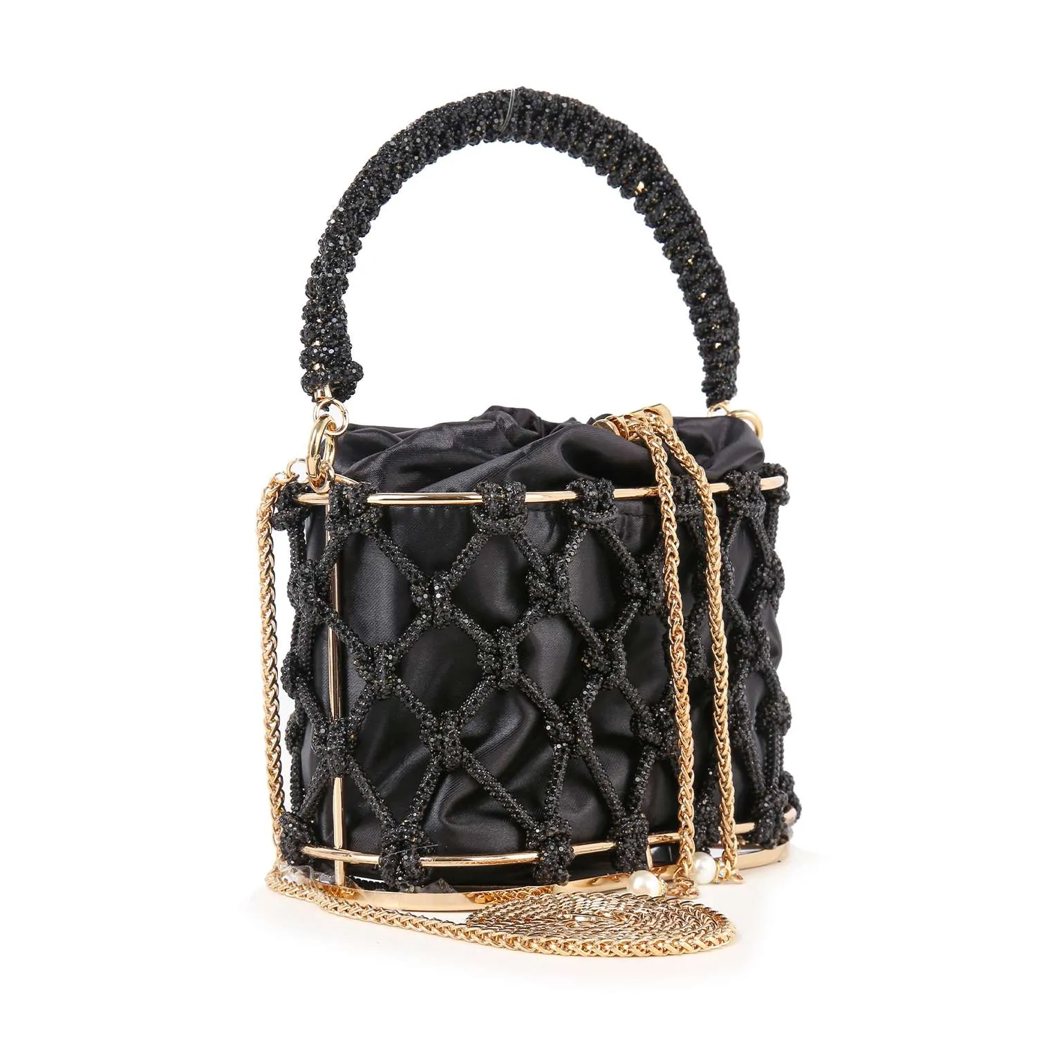 Drawstring Metal Frame Evening Bag