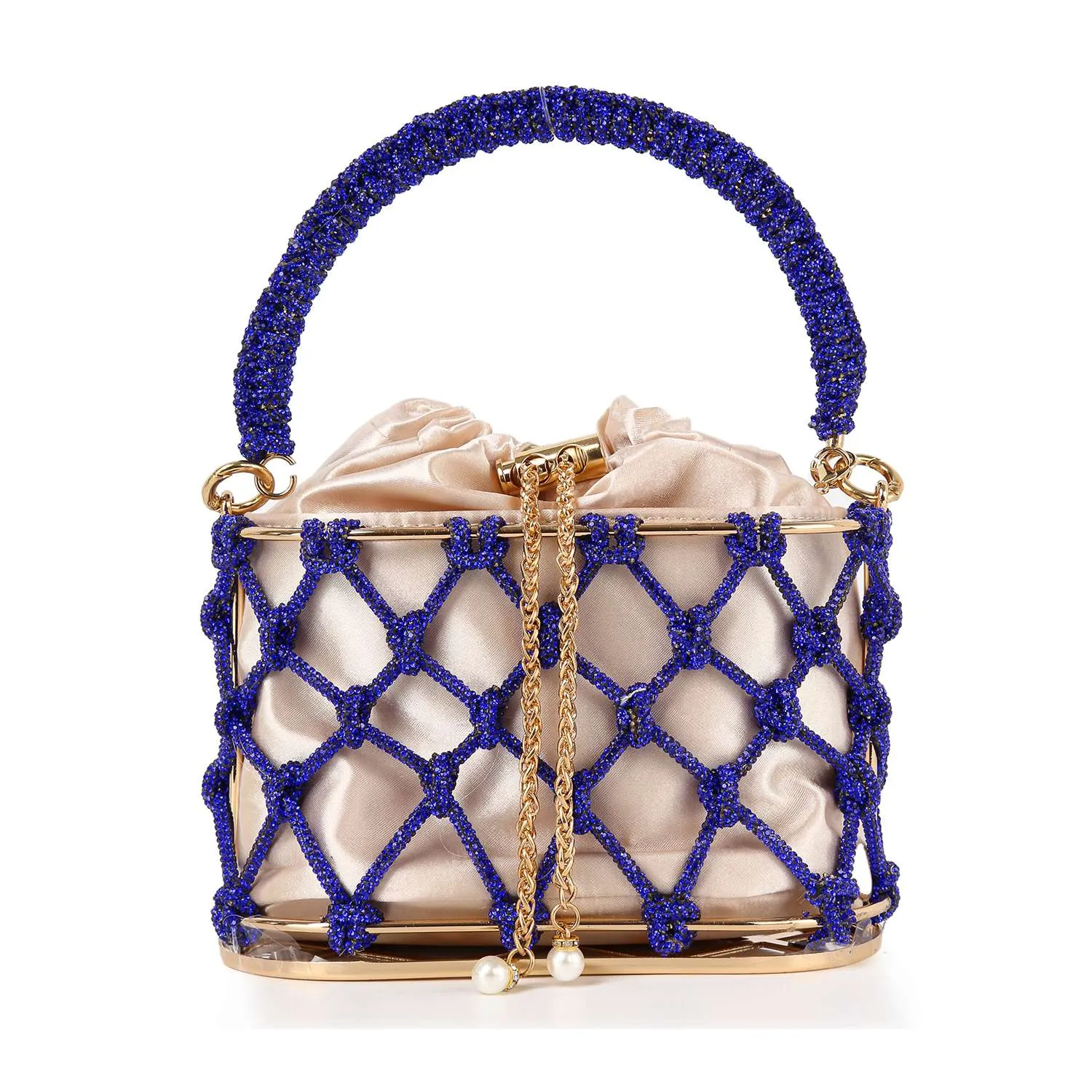 Drawstring Metal Frame Evening Bag