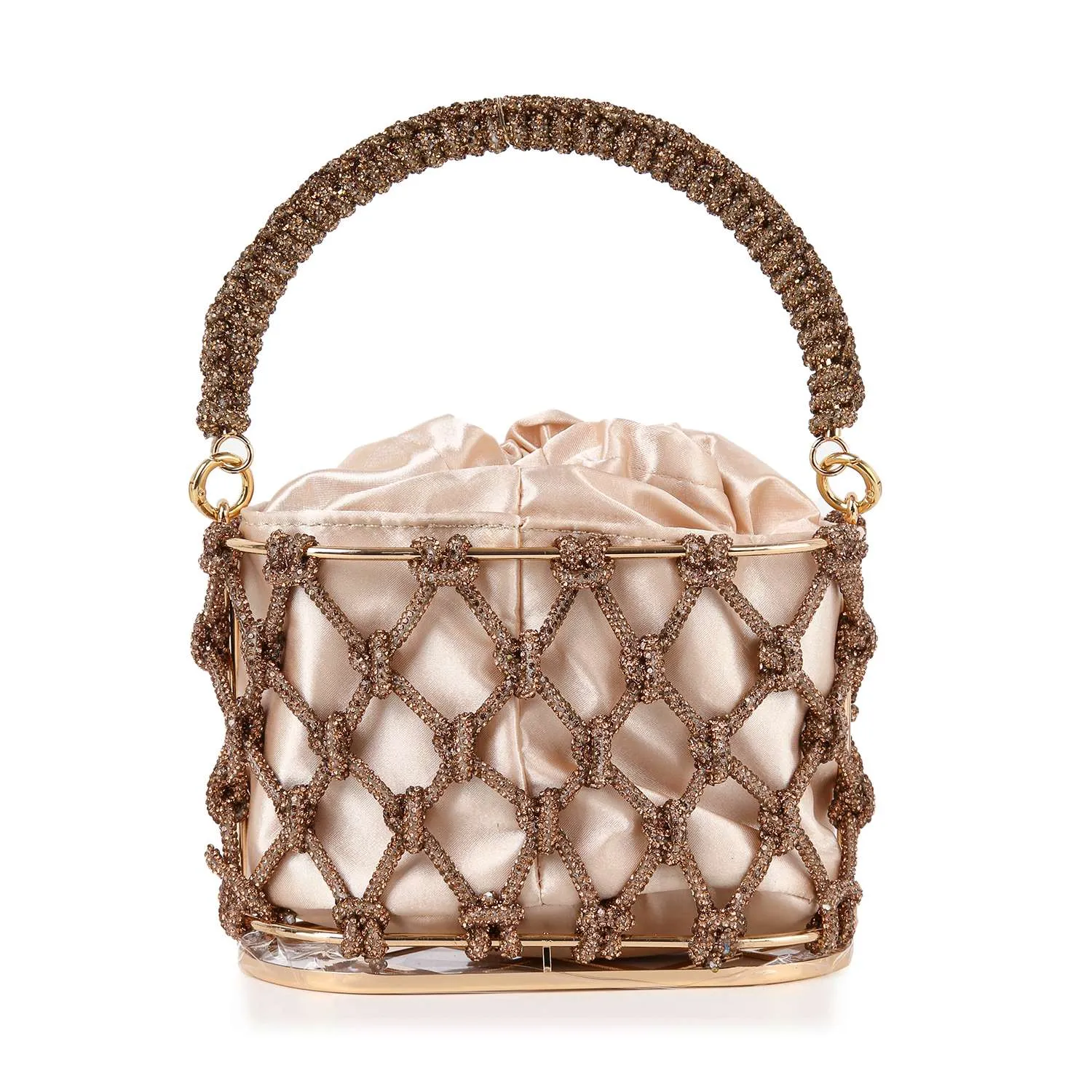 Drawstring Metal Frame Evening Bag