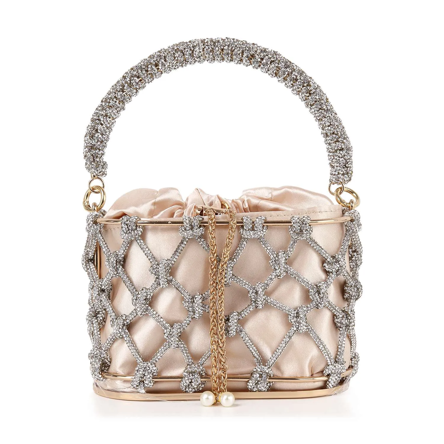 Drawstring Metal Frame Evening Bag