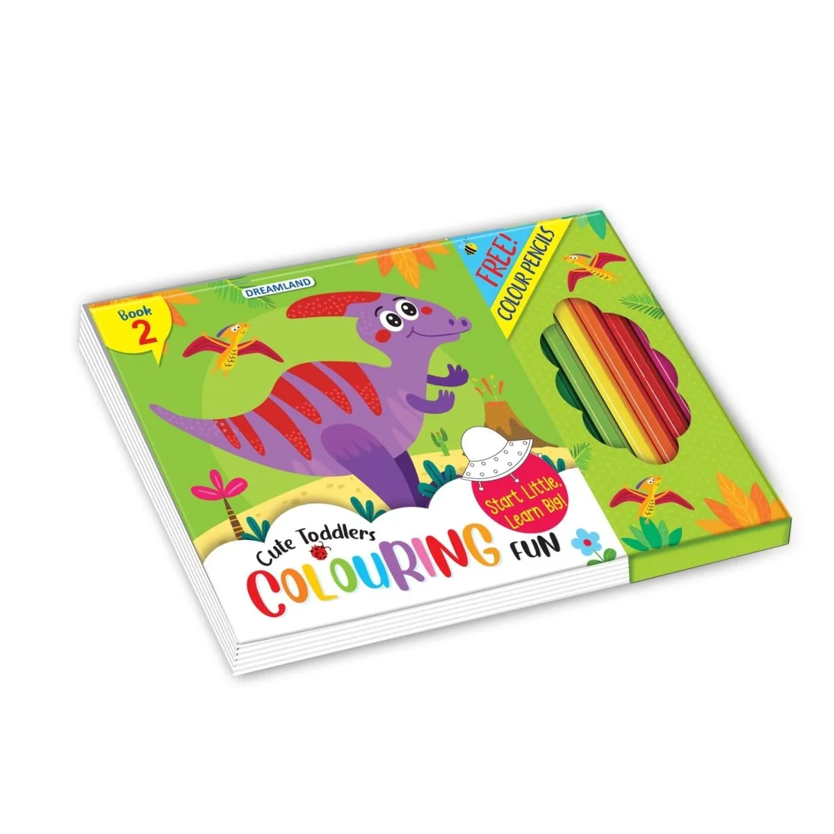 Dreamland Publications Cute Toddlers Fun Colouring Book With 6 Colour Pencils- Book 2