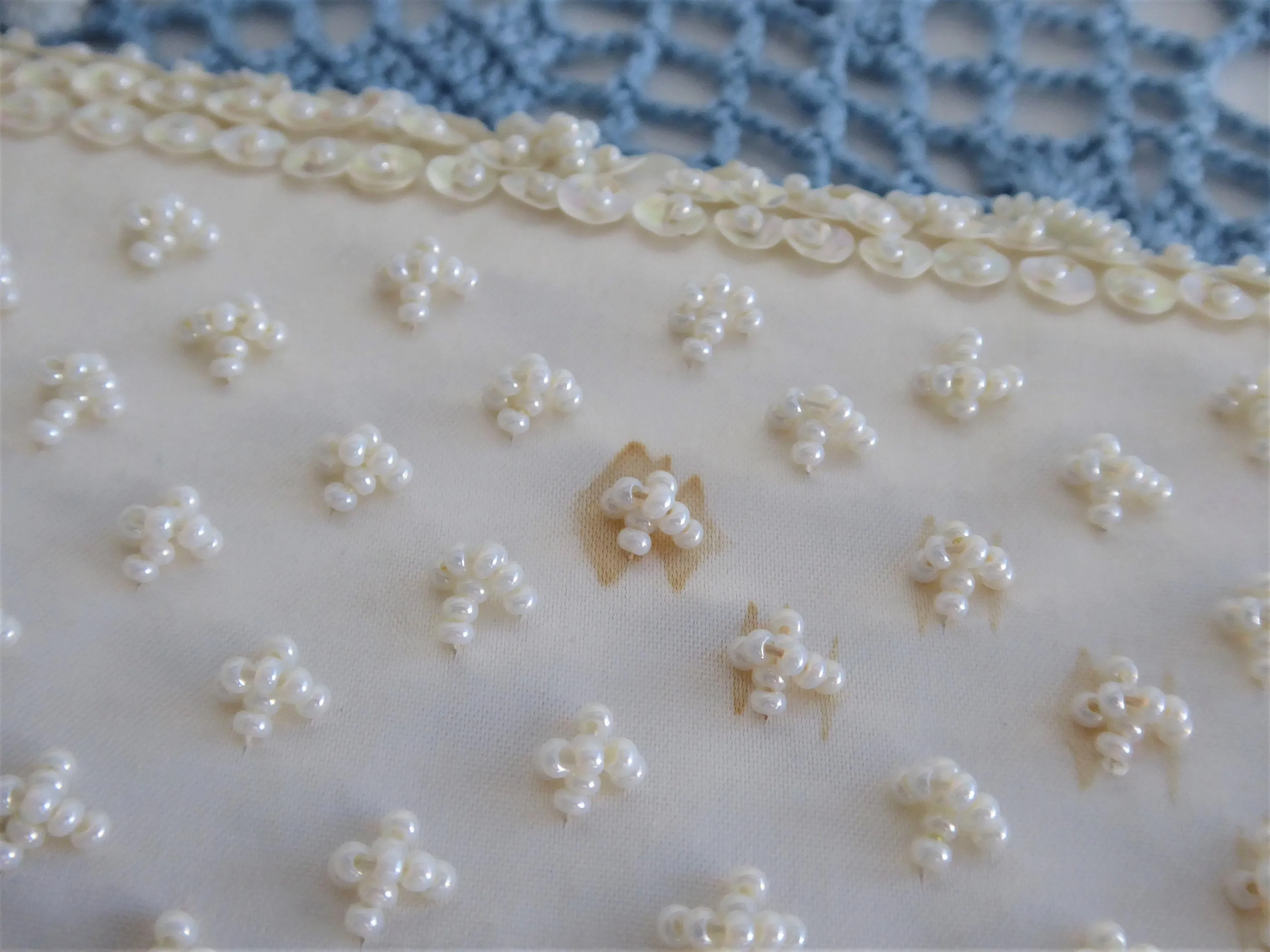 Elegant Pearl Beaded Clutch Purse Retro 1950-1960s Hong Kong Tea Party Hand Made