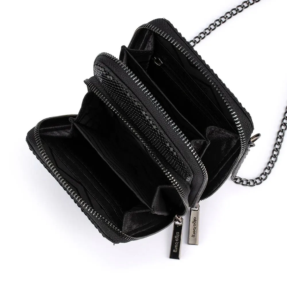 Elton Mesh Cross Body Bag in Black