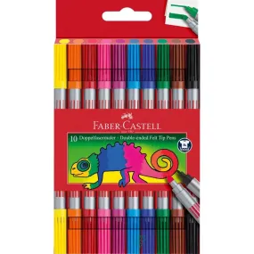 Faber-castell Double-ended felt tip pen, cardboard wallet of 10