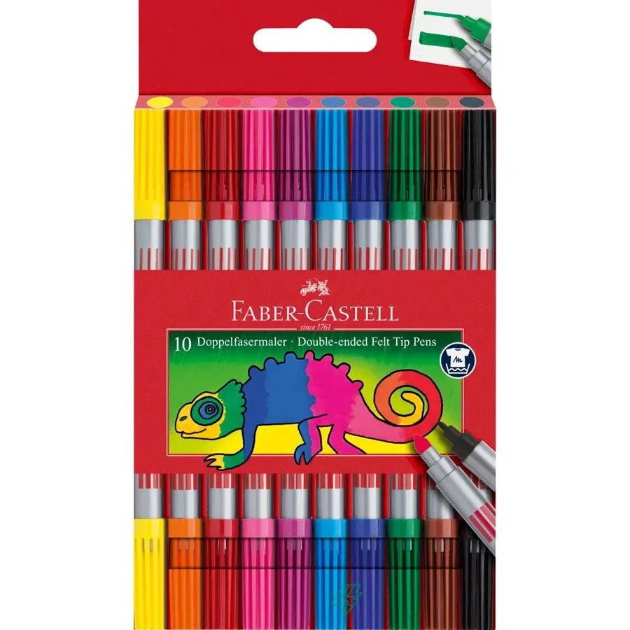 Faber-castell Double-ended felt tip pen, cardboard wallet of 10