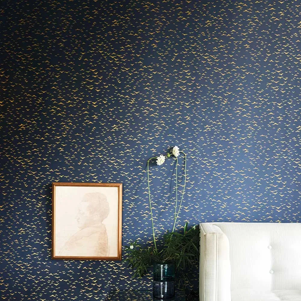 Farrow & Ball Wallpaper Yukutori BP 4307 Blue/Gold