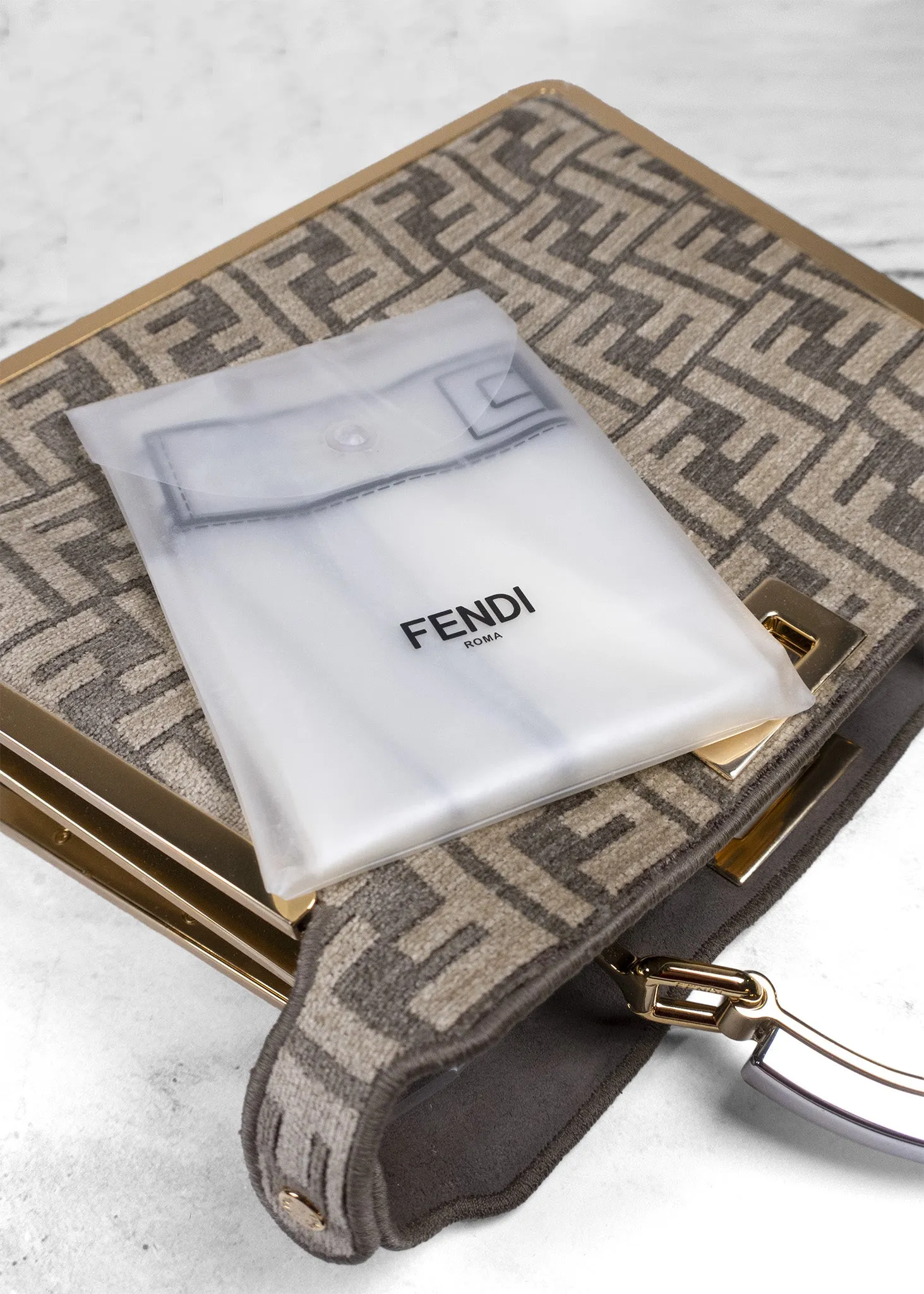 Fendi Peekaboo Small Zucca FF Logo Top Handle Bag 2022