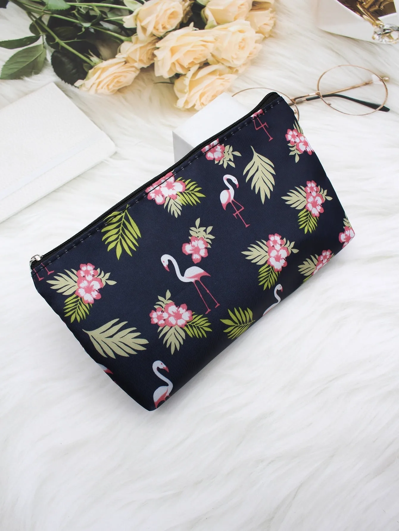 Flamingo Floral Makeup Bag Cosmetic Organizer Toiletries Bag Makeup Organizer