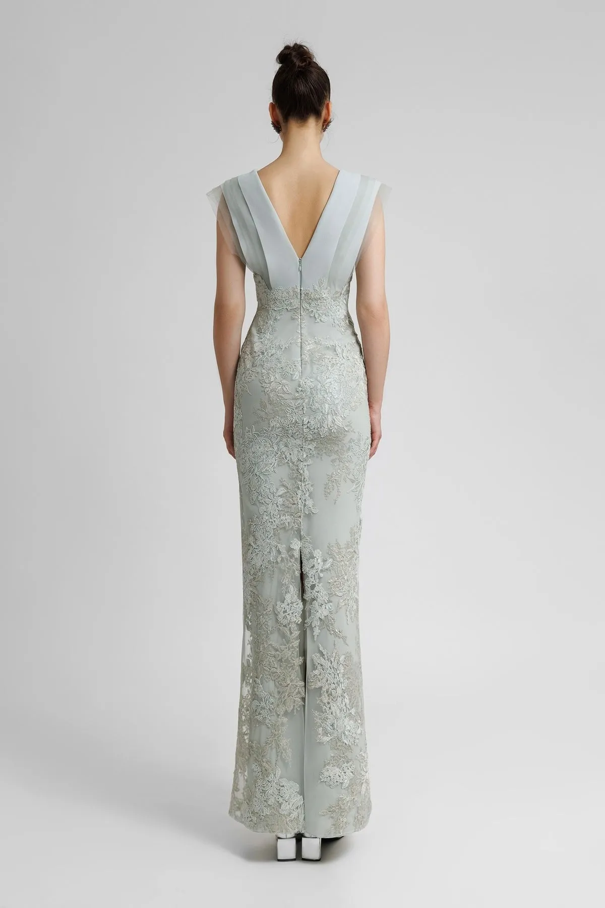 Gemy Maalouf Fully Embellished Deep V-Neckline Dress