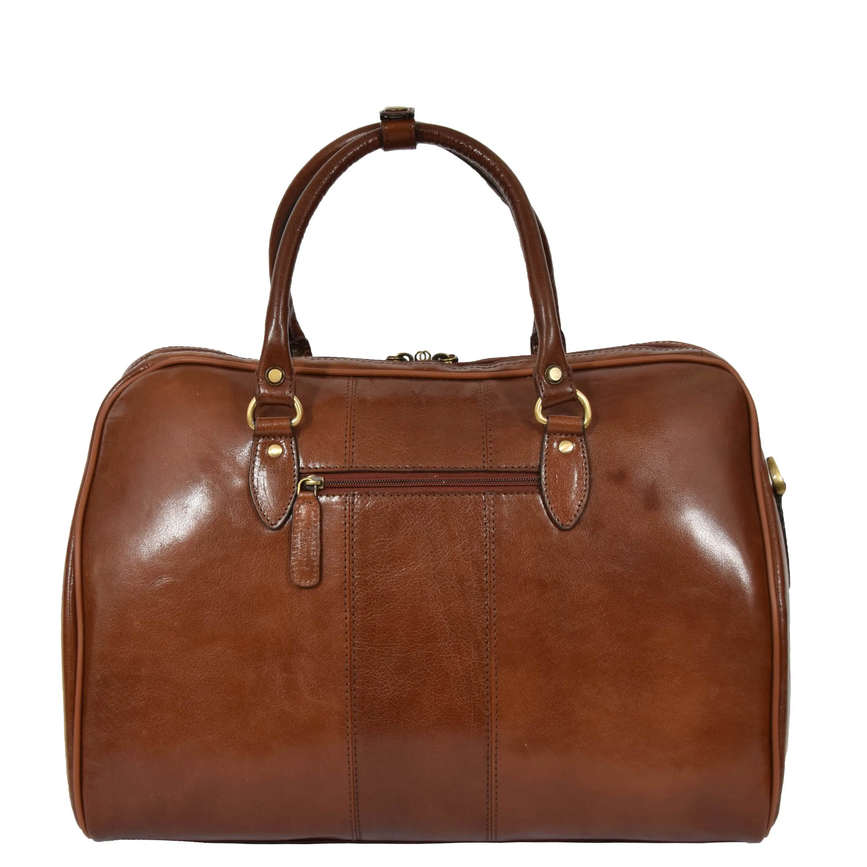 Genuine Leather Holdall Weekend Cabin Duffle Bag A21 Chestnut