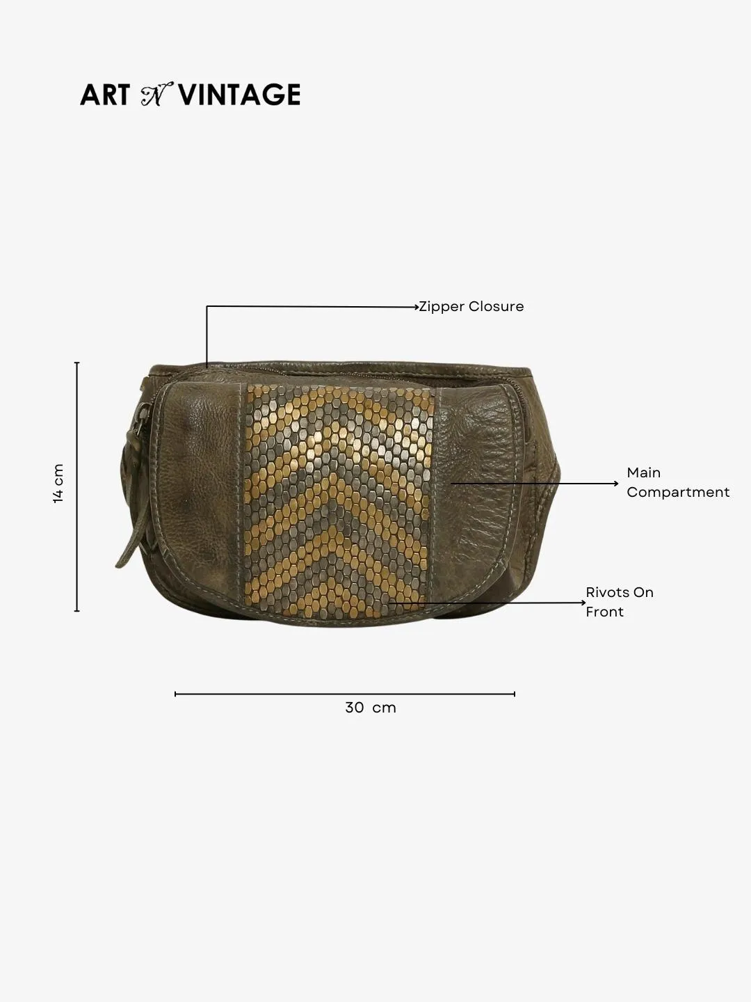 Genuine Olive Leather Waist Belt Bag