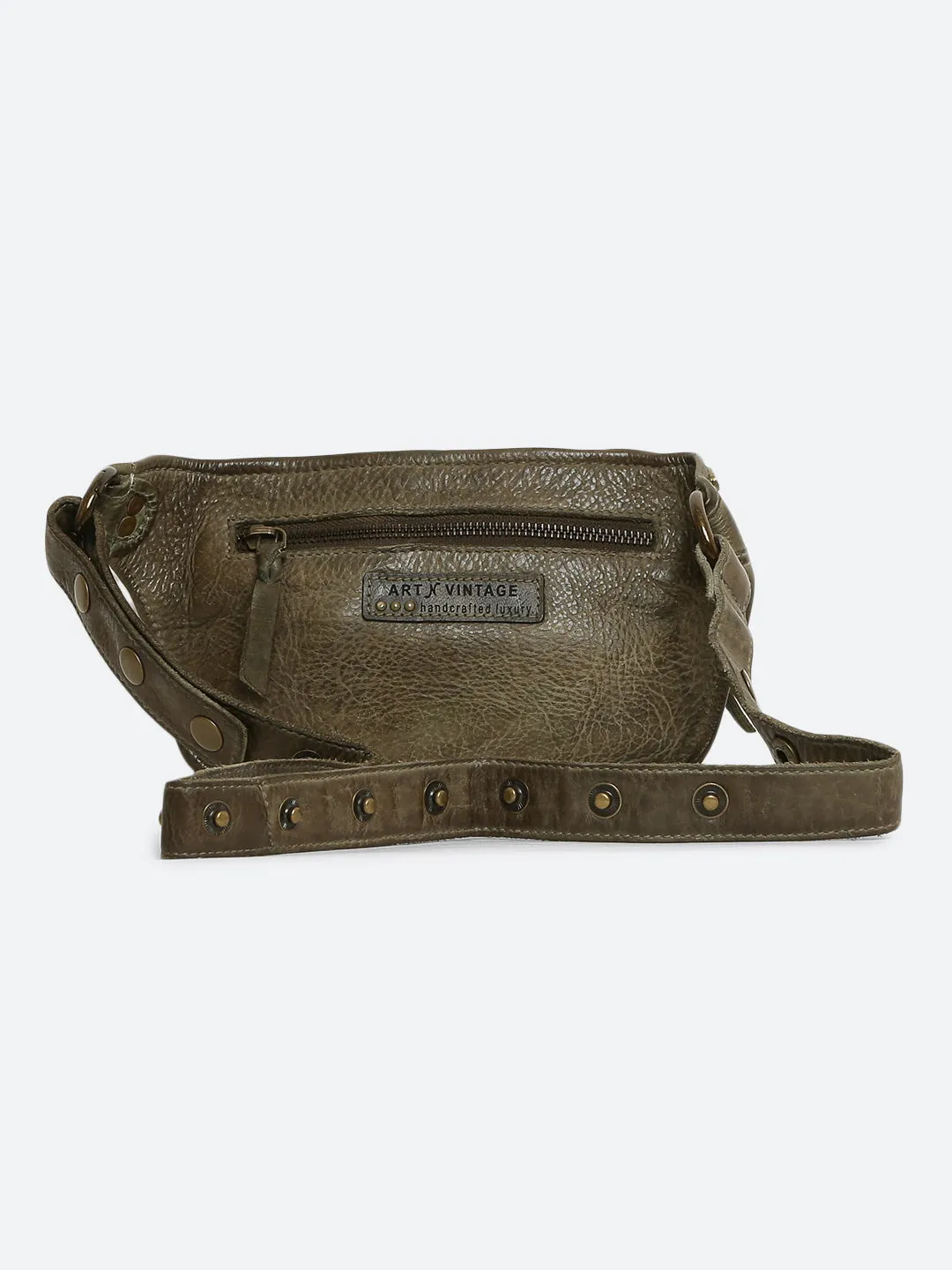 Genuine Olive Leather Waist Belt Bag