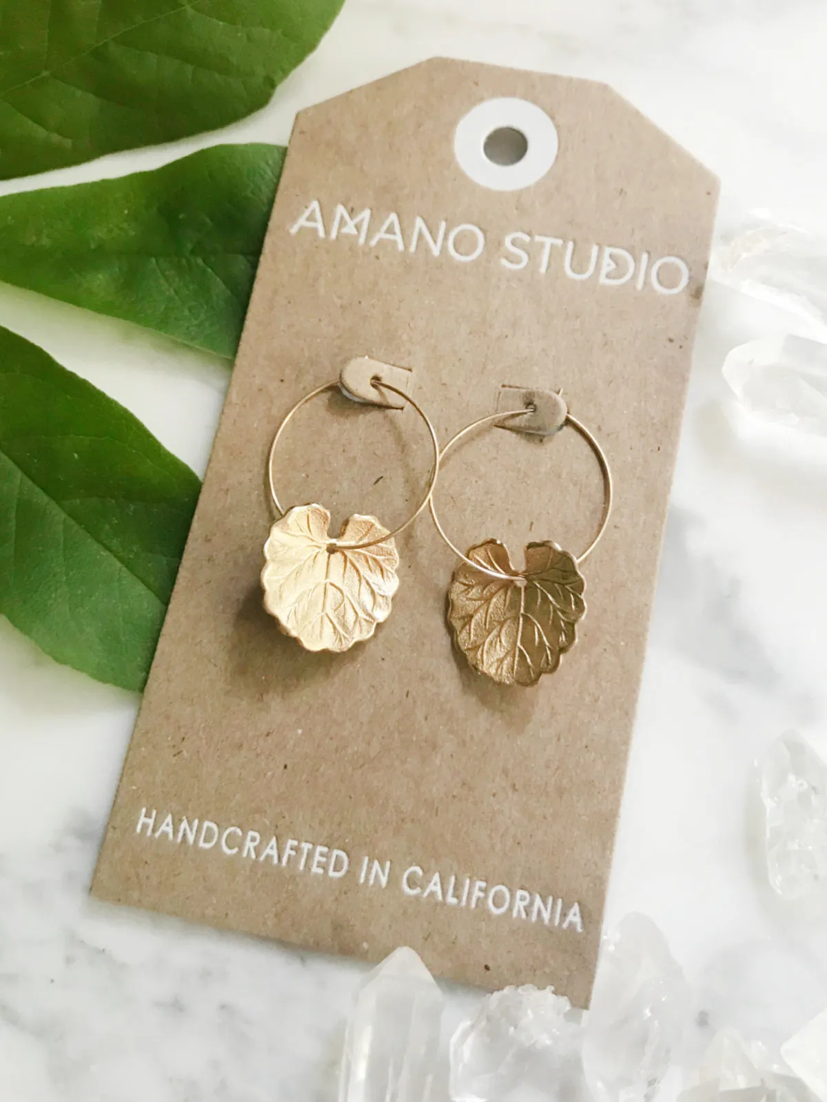 Geranium Leaf Hoop Earrings by Amano Studio