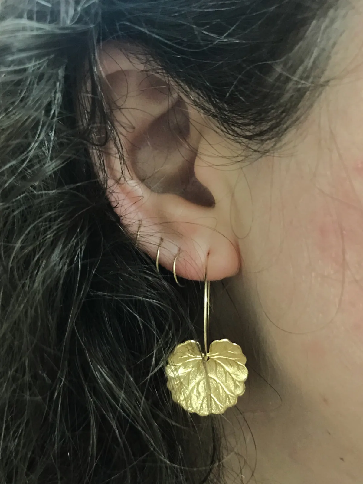 Geranium Leaf Hoop Earrings by Amano Studio