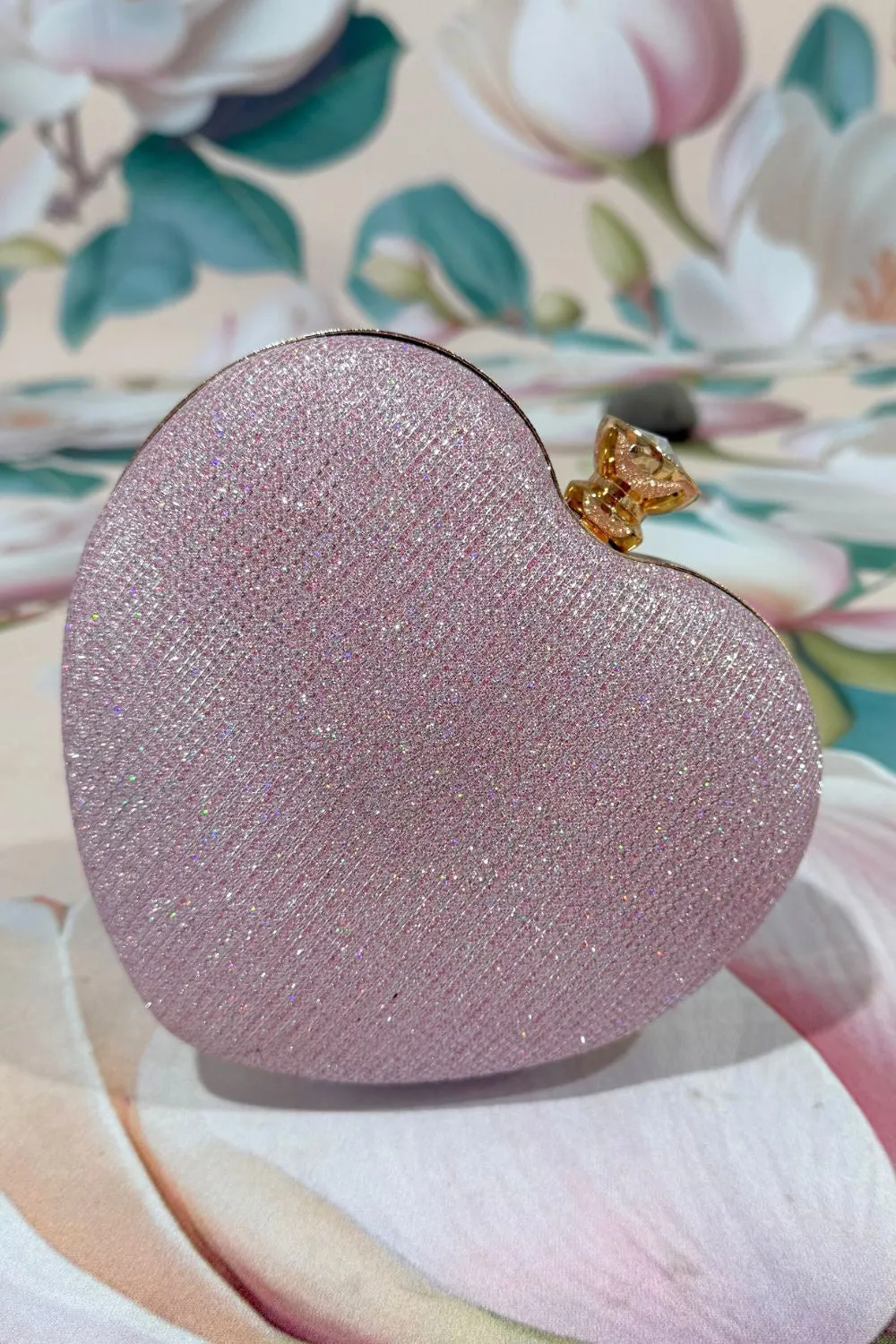 Glitter Heart Clutch - Pink