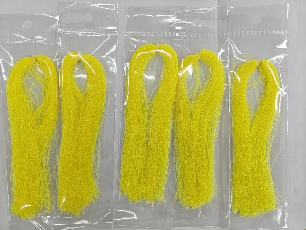 glow in the dark fluorescent  fly tying material in bags