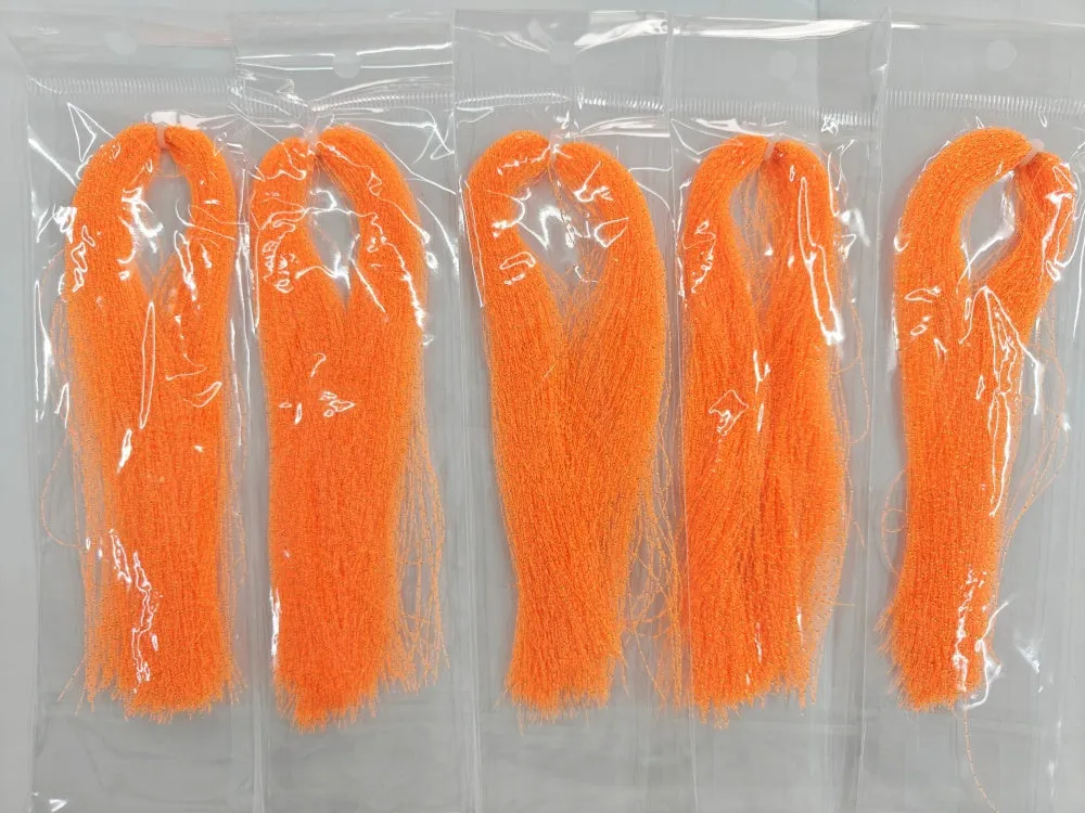 glow in the dark fluorescent  fly tying material in bags