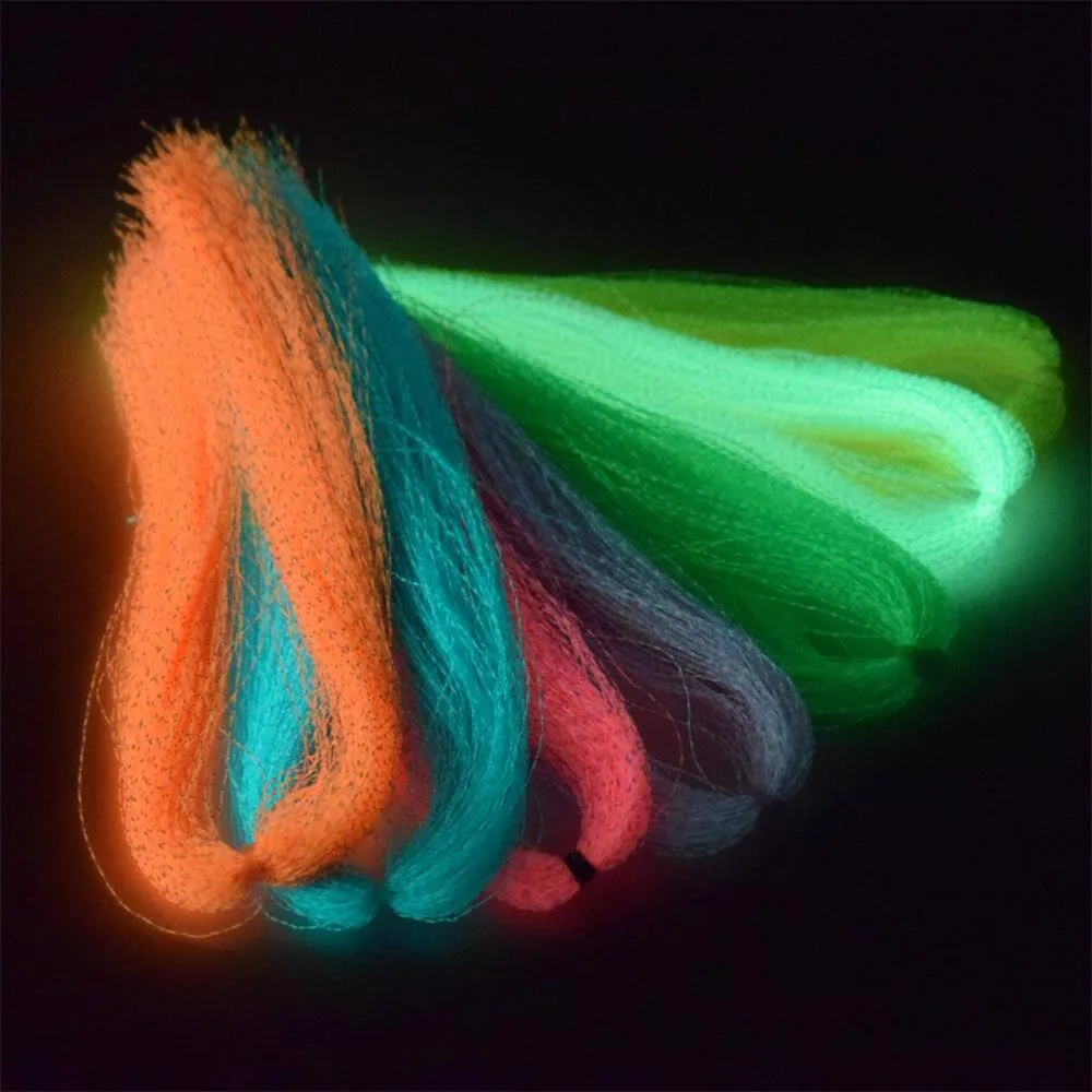 glow in the dark fluorescent  fly tying material in bags