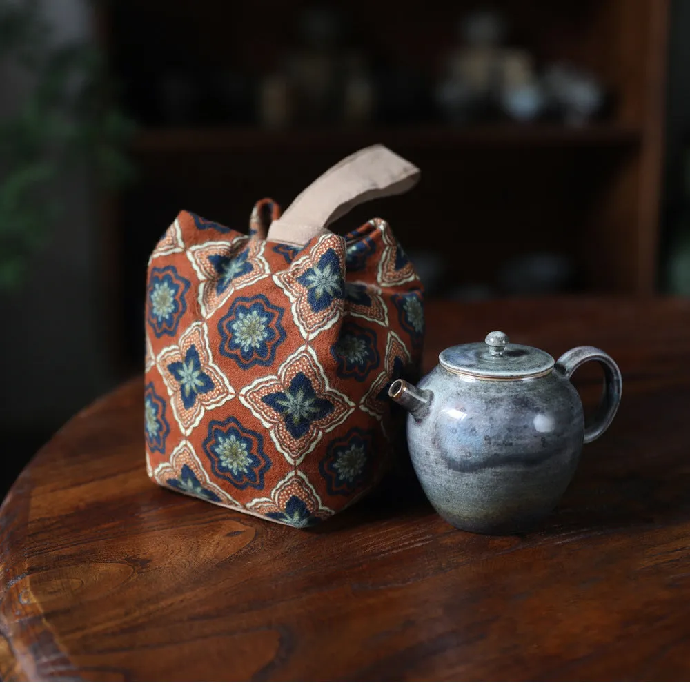 Gohobi Floral Old Pattern Teaware Storage Travel Bag