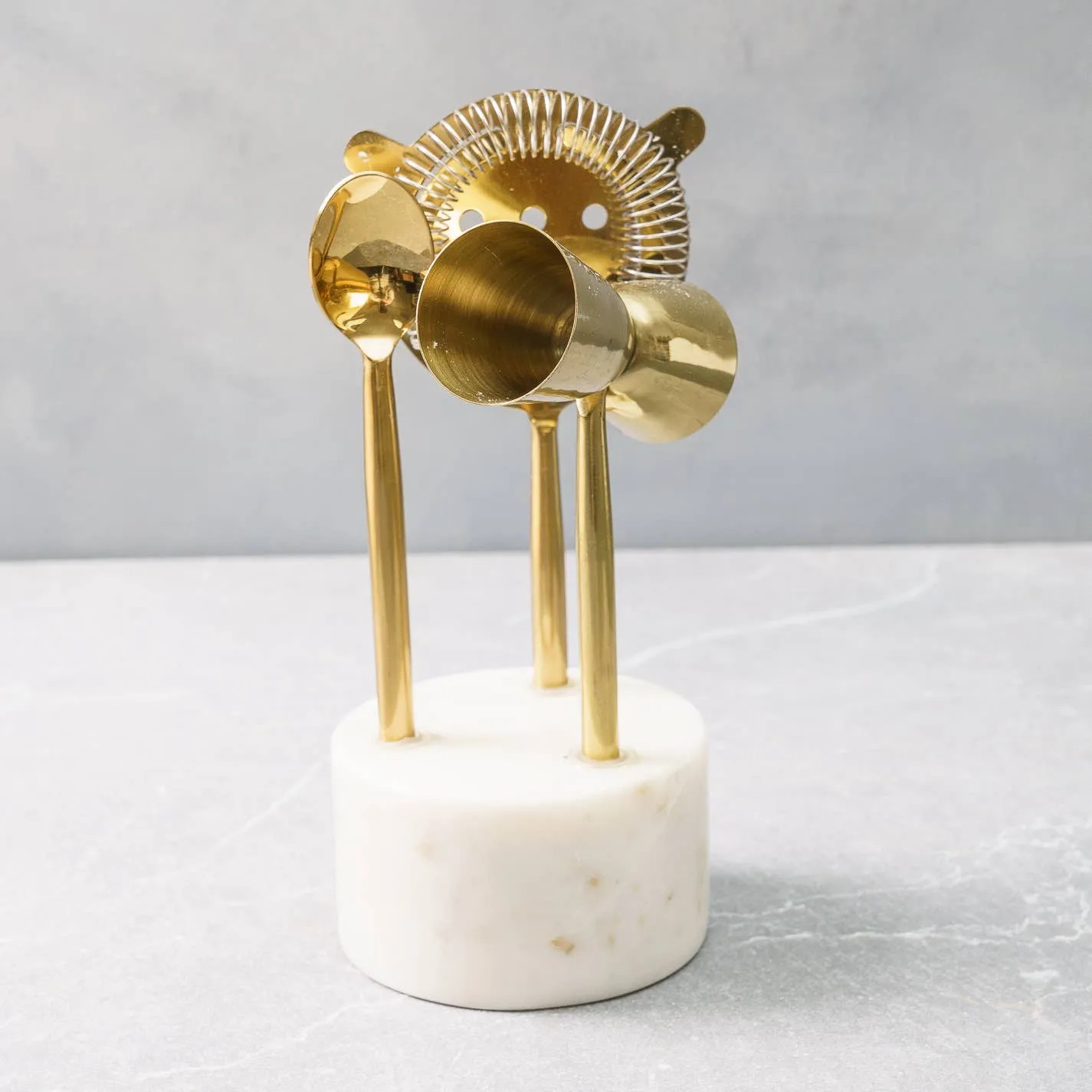 Gold Bar tool Set of 3 With Marble Stand