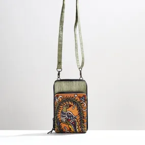 Green - Handpainted Kalamkari Natural Dyed Ghicha Silk Sling Bag