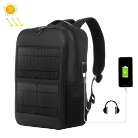 HAWEEL 14W Solar Panel Power Backpack Laptop Bag with Handle and 5V / 2.1A Max USB Charging Port(Black)