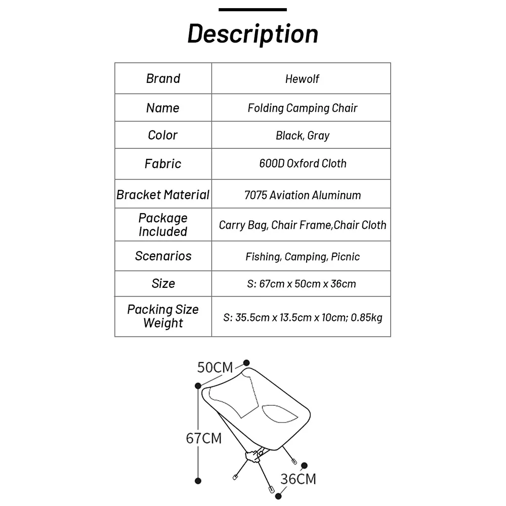 Hewolf Space Small Aluminum Alloy Foldable Chair