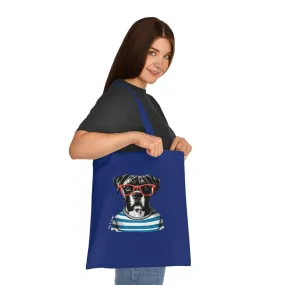 Hipster Boxer Dog Cotton Tote Bag