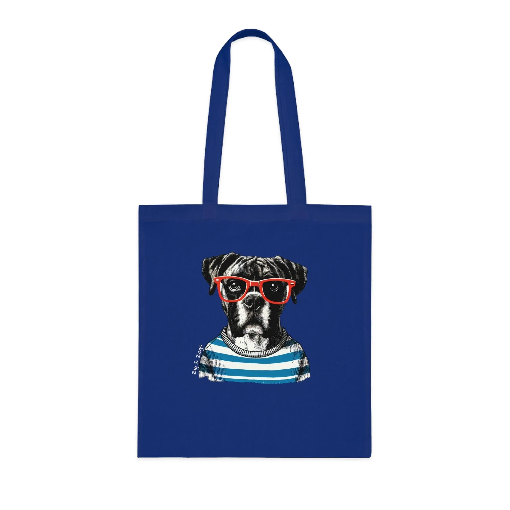 Hipster Boxer Dog Cotton Tote Bag