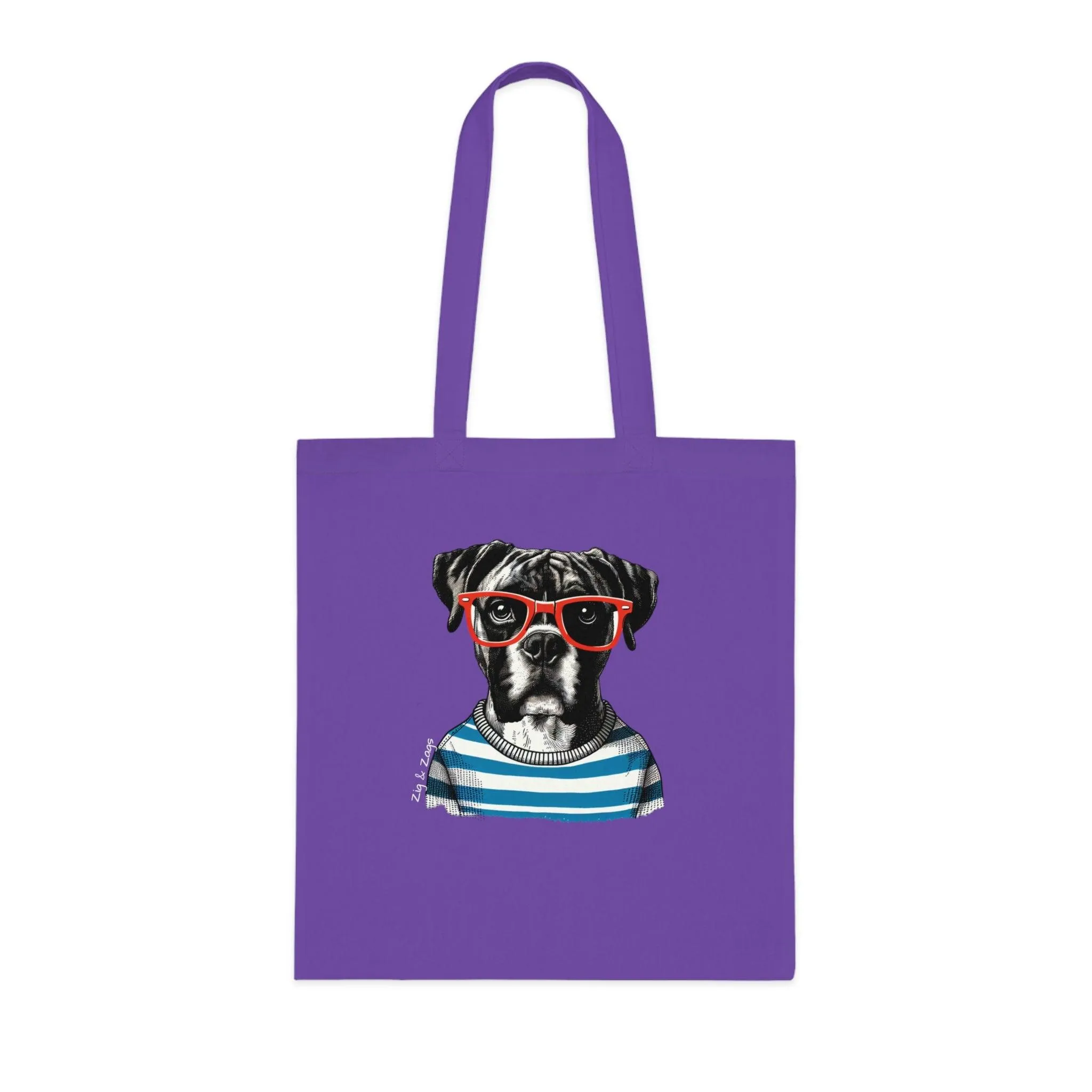 Hipster Boxer Dog Cotton Tote Bag