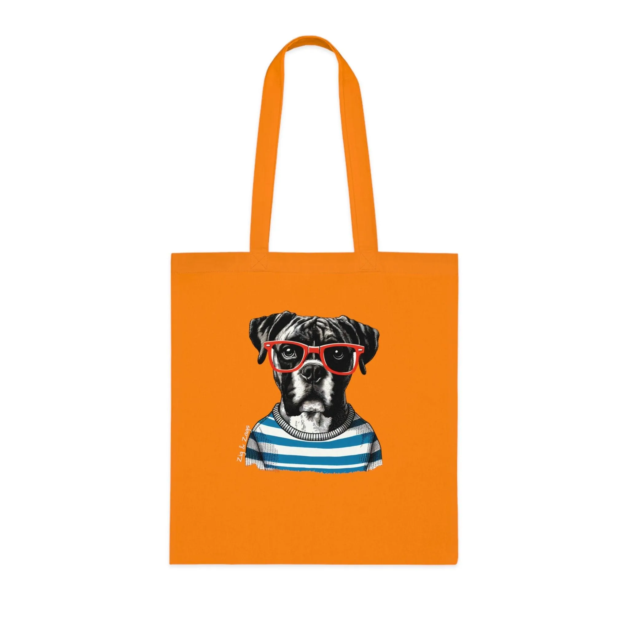 Hipster Boxer Dog Cotton Tote Bag