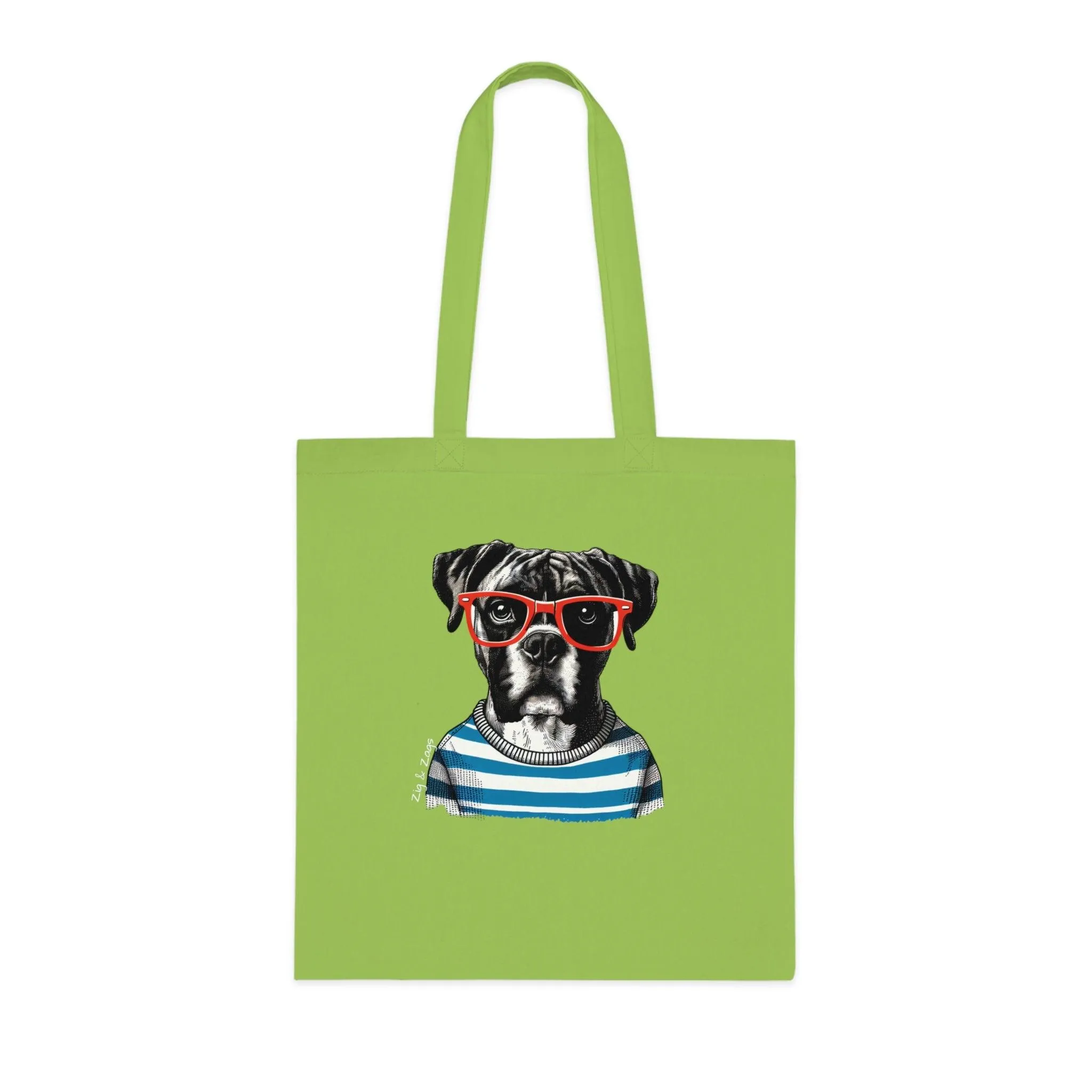 Hipster Boxer Dog Cotton Tote Bag