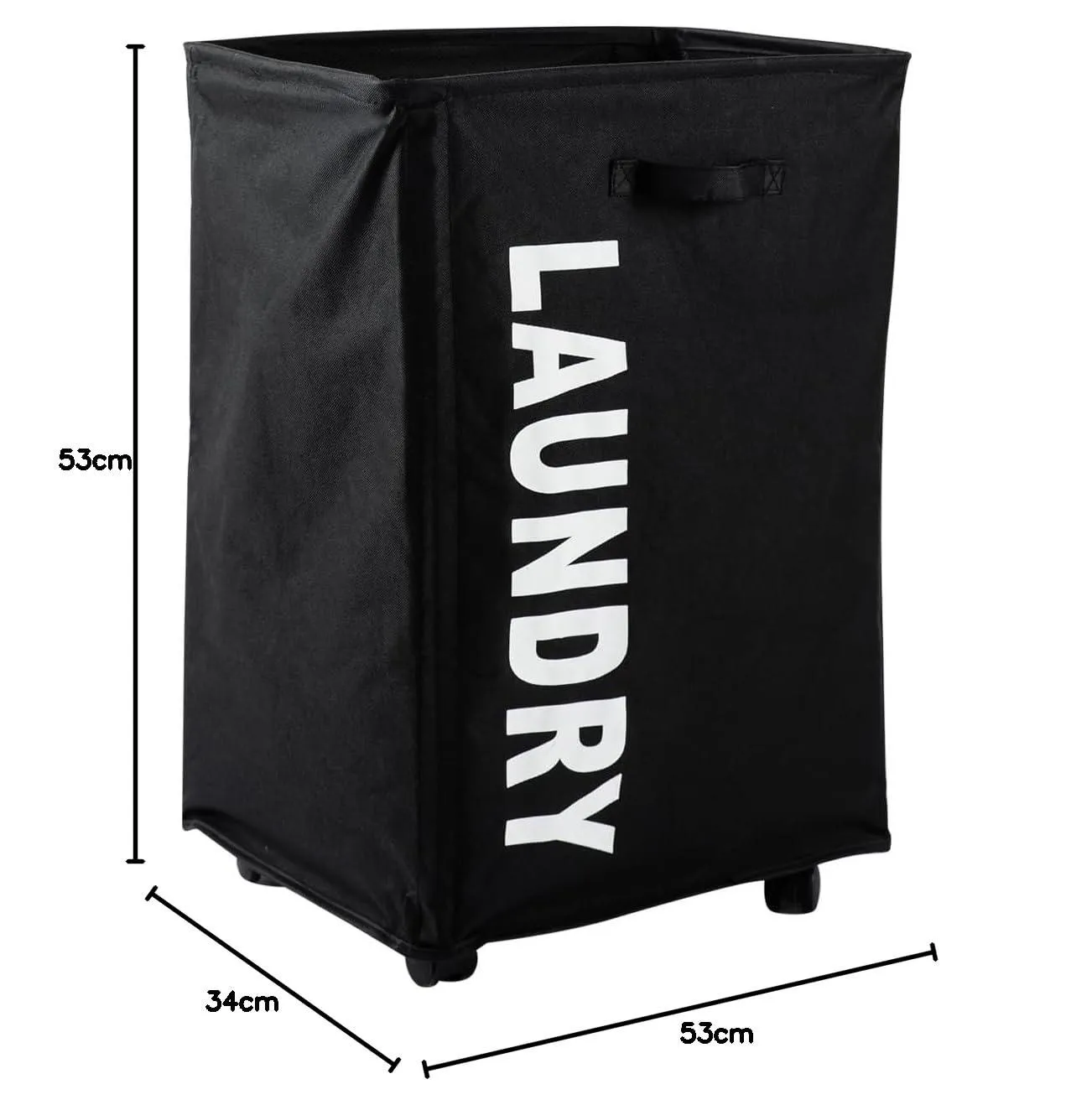 HOKIPO Foldable Laundry Hamper with Wheels, Black