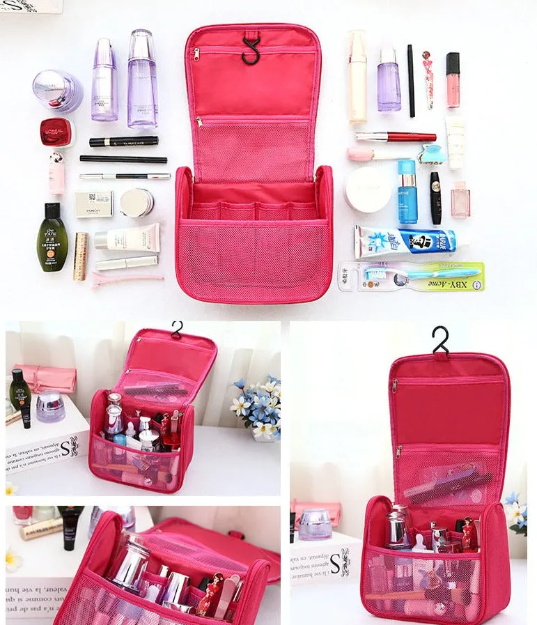 Hook Travel Toilet Bag Large Capacity Cosmetic Bag Skin Care Toiletries Foldable Hanging Storage Bag