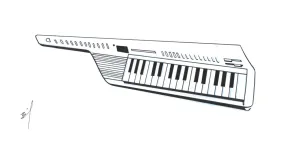 Ink drawing of a keytar