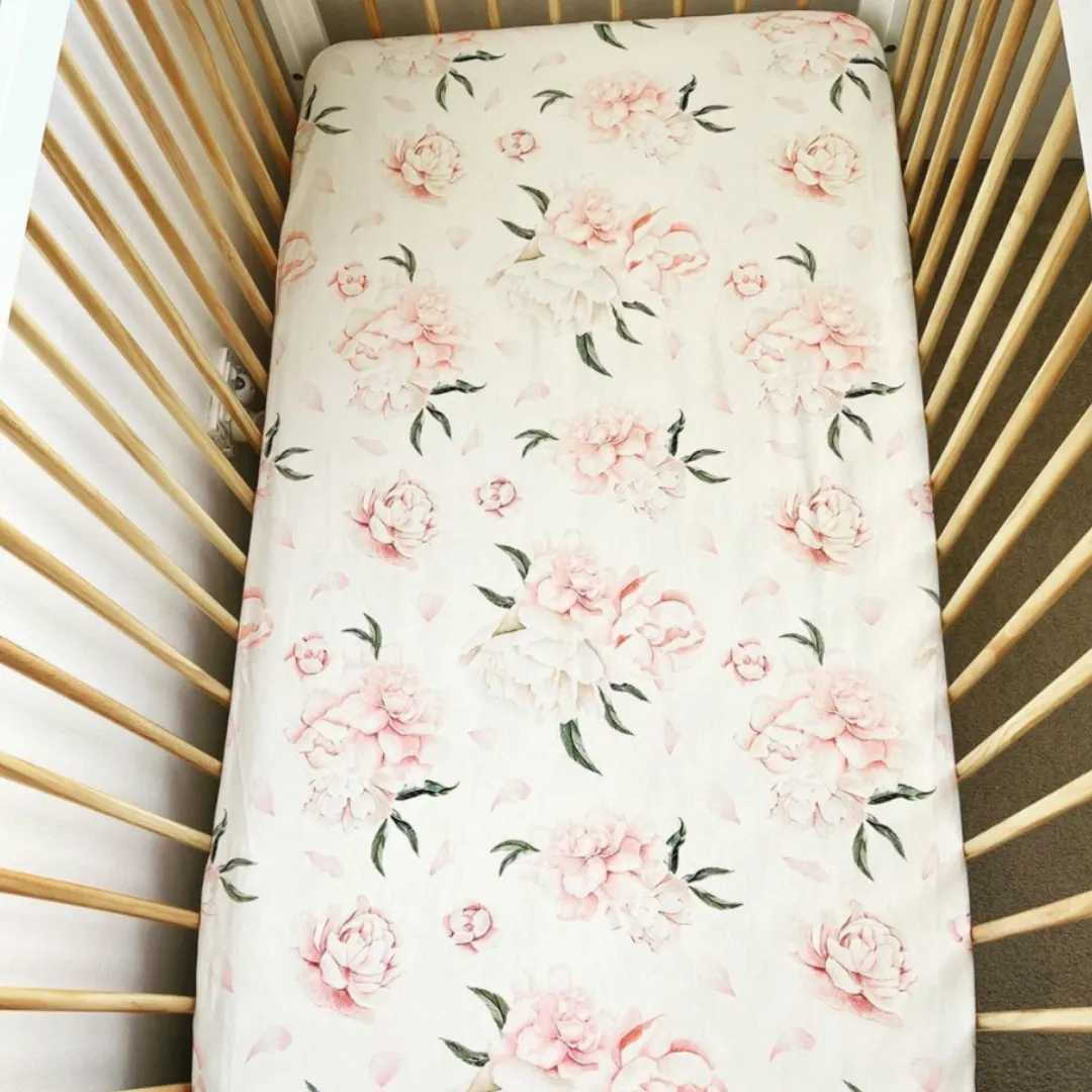 Jersey Cotton Cot Sheet - Pretty Peony