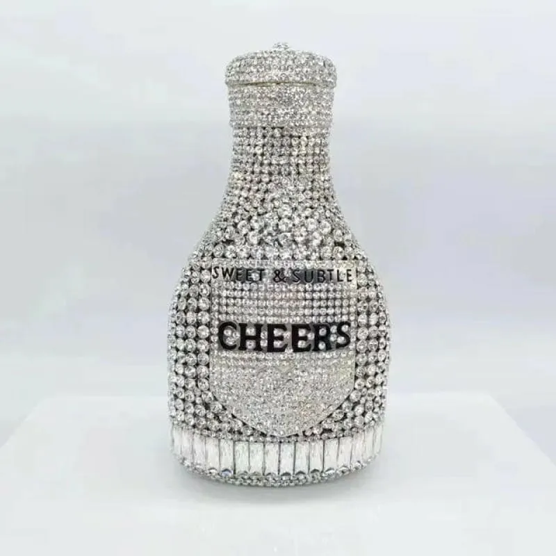 Jewel-encrusted Crystal Evening Bag in Unique Bottle Shape